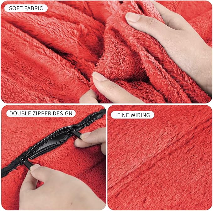 Bean Bag Chair for Adults 7FT,Soft Removable Cover for Teens/Girls Bedroom,Fluffy Giant Round Floor Beanbag Lounger Chairs (No Filler,Big Red)