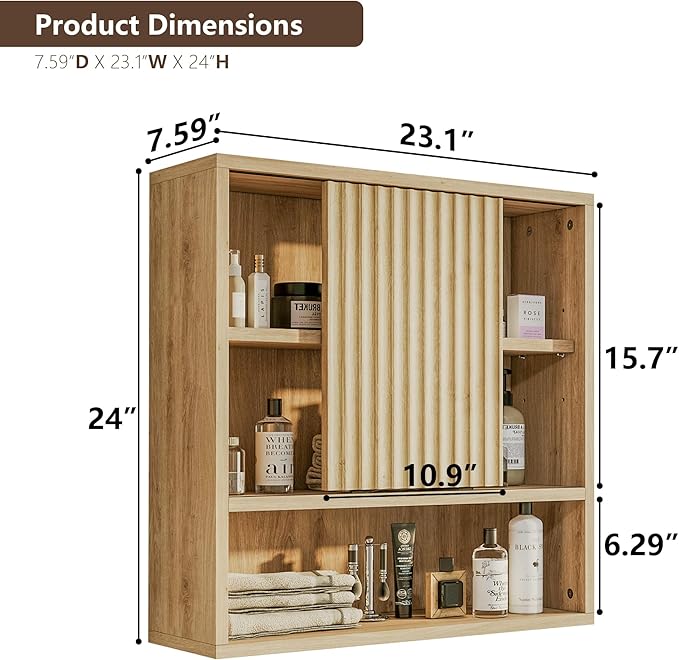 2 Pcs Bathroom Wall Cabinet Above Toilet Storage，Wall Mounted Storage with Adjustable Shelves, Space-Saving Modern Design for Bathroom & Laundry Room, Kitchen, Dining Room, Living Room