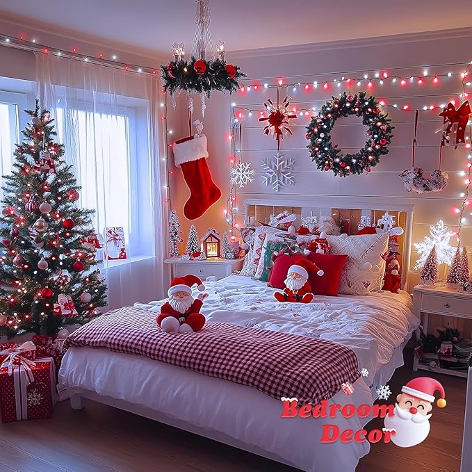 JMEXSUSS 66ft 200 LED Red and White Christmas Lights, Outdoor String Plug-in, Expandable for Tree Outside Party Home Decorations