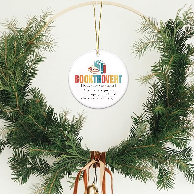 2025 Christmas Ornaments - Book Lovers Gift Ideas, Ceramic Ornament for Librarian, Nerd, Christmas Tree Decoration