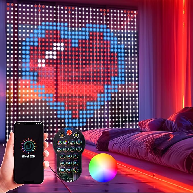 HXWEIYE 400LED Smart Curtain Lights, 6.6Ft x 6.6Ft Fairy Hanging Curtain String Lights with APP & Remote, Dynamic DIY Color Changing Wall Lights for Indoor Bedroom Window Party Backdrop Outdoor Decor