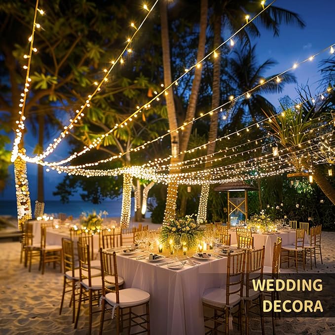 JMEXSUSS 1200 LED Warm White Christmas String Light Outdoor Indoor,Christmas Tree Lights Clear Wire, 315 FT Christmas Lights Plug in for Bedroom Tree Room Party Birthday Decorations, EXS-S-1200