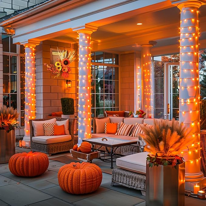 JMEXSUSS 600 LED Orange Lights for Halloween Decorations, Halloween Lights Outdoor, Orange String Fall Light Plug in for Indoor Room Tree Yard Party Magic Summerween Fall Decor