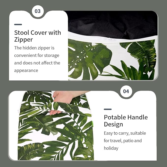 Inflatable Ottoman Stool D21 xH9 for Outdoor/Indoor Use, Water Repellent Patio Foot Rest Stool with Portable Handle,Round Pouf Ottoman Suitable for Garden,Deck and Camping - Palm Green