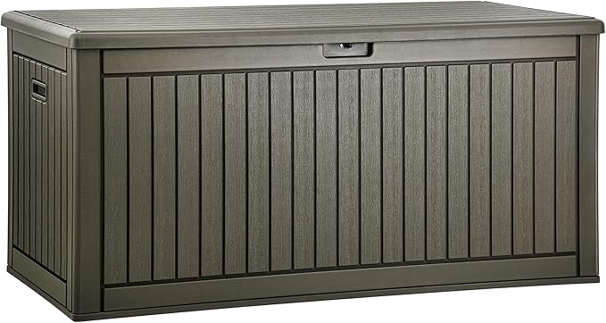 YITAHOME 260 Gallon Extra Large Deck Box, Double-Wall Resin Outdoor Storage Box with Flexible Divider for Patio Cushions Garden Tools, 1000lbs Load Capacity, Lockable & Waterproof (Light Brown)