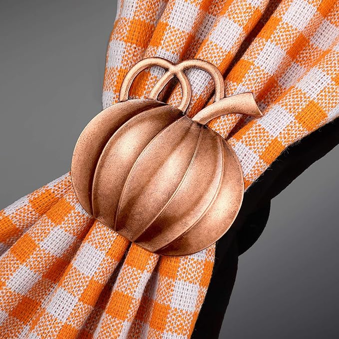 Patelai 6 Pieces Pumpkin Napkin Rings Fall Napkin Holders Thanksgiving Halloween Dinner Tables Rings for Thanksgiving Dinner Party Weddings Family Gatherings (Bronze)