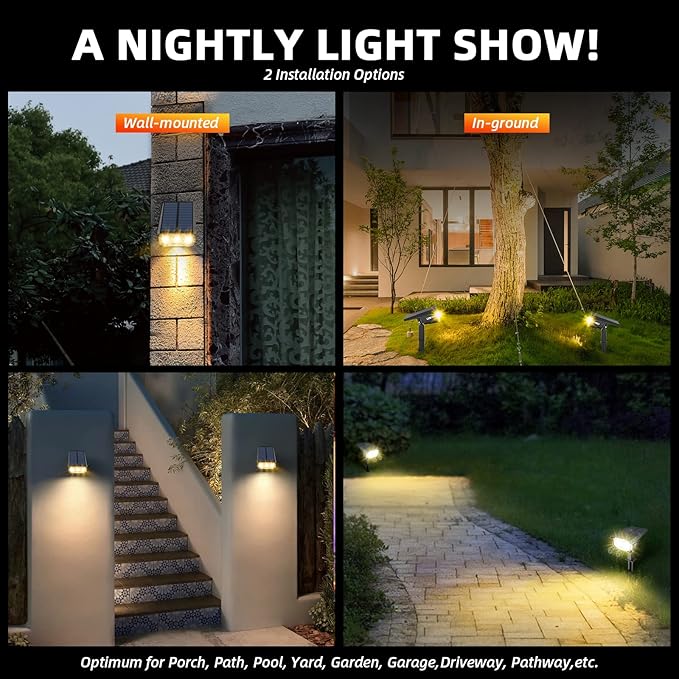 Solar Spot Lights Outdoor Landscape Lights, 40 LEDs Landscape Spotlights Outdoor Waterproof Auto On/Off Solar Garden Light, Outdoor Solar Light for Yard Palm Trees Driveway Patio Pool
