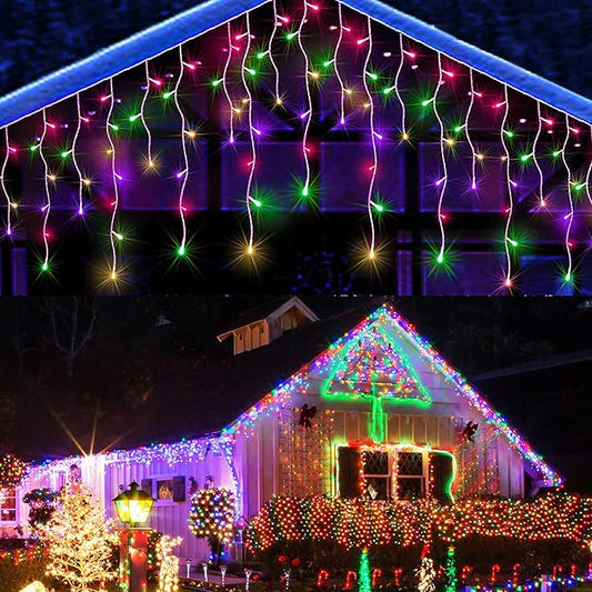 AGIRL 400 LED Icicle Lights Outdoor 32.8Ft 75 Drops Icicle Christmas Halloween Lights 8 Modes Waterproof Fairy String Lights for Indoor Bedroom Garden Wedding Porch Decoration