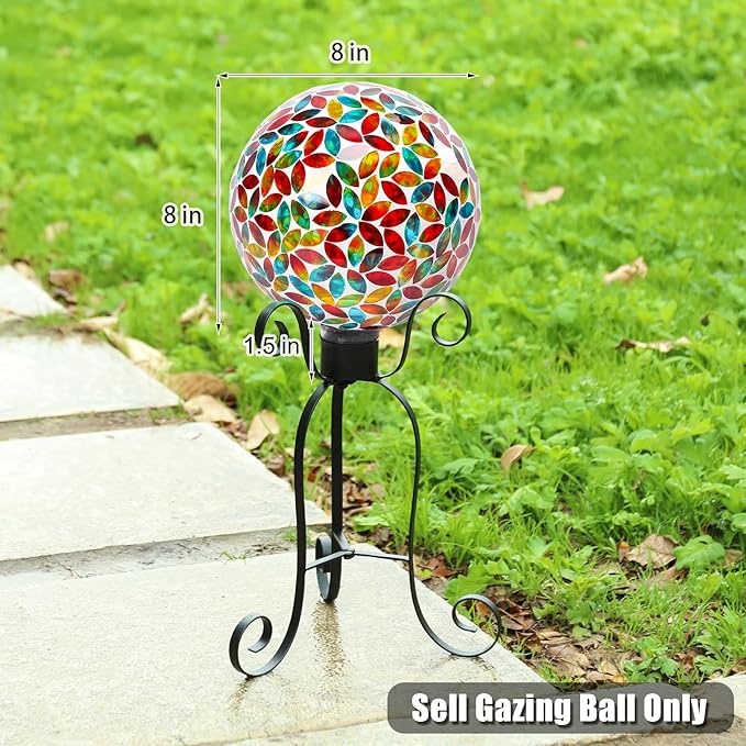 VCUTEKA Gazing Ball, 8" Glass Gazing Balls Sphere for Garden Lawn Outdoor Ornament Yard Decorative