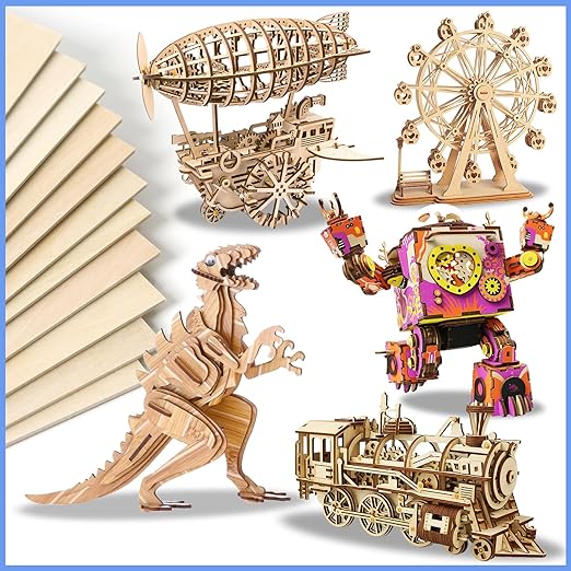 12 Pack Basswood Sheets for Crafts 12x18x1/8 Inch, 3mm Thick Unfinished Plywood for Laser Cutting & Engraving, DIY Ornaments and Architectural Model