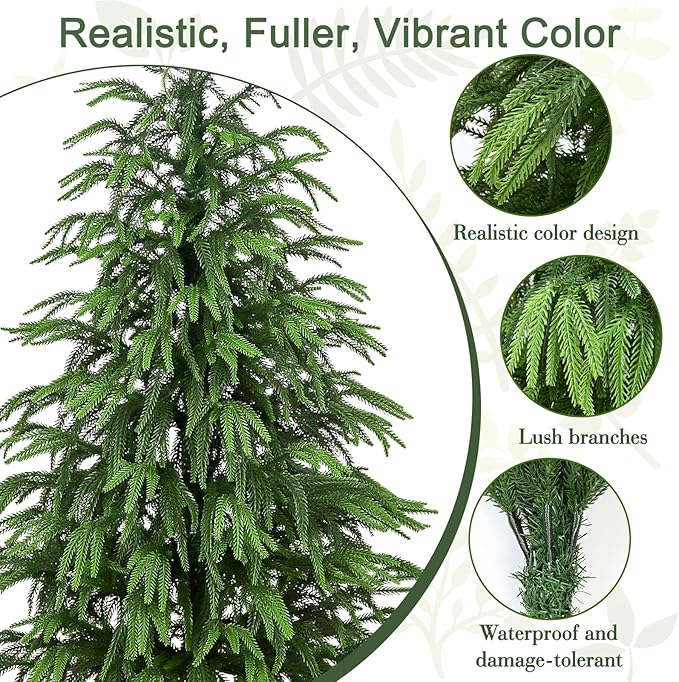 Set of 2 Artificial Norfolk Pine Tree, 4 ft Realistic Christmas Tree, Fake Potted Plants for Front Porch Outdoor Indoor Garden Christmas Decor(2 PCS, 4ft)