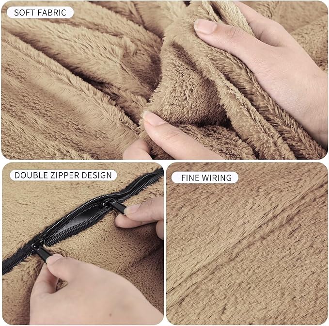 Bean Bag Chair for Adults 8FT,Soft Removable Cover for Teens/Girls Bedroom,Fluffy Giant Round Floor Beanbag Lounger Chairs (No Filler,Tan)