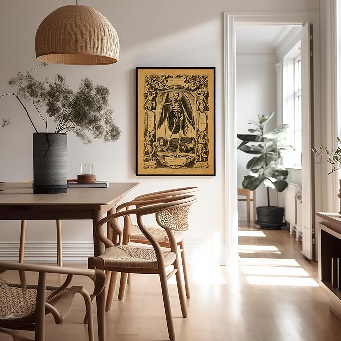 Poster Master Vintage Medieval Poster - Retro Gothic Print - Gift for Artist, Friend - Angel of Death, Memento Mori, Life, Skeleton, Dark - Wall Decor for Home, Living Room, 18x24 Unframed Wall Art