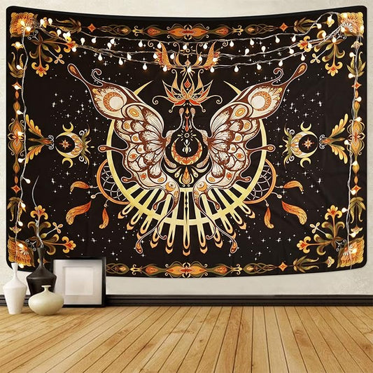 CHDGDHC Butterfly Tapestry - Moth Wall Hanging, UV Resistant, Waterproof, Machine Washable, Lightweight, Psychedelic Bedroom Aesthetic Decor for Bedroom, Living Room, Yoga Room - 79.92x59.84 Inch