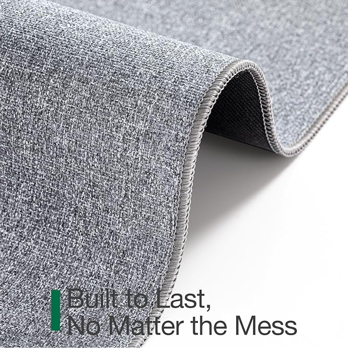 LUMI Ultra Thin Door Mat for Entryway,32"x48" Low Profile Non Slip Rubber Backing Indoor Doormat, Easy Clean Welcome Entrance Mat for Inside House, Patio, Light Grey