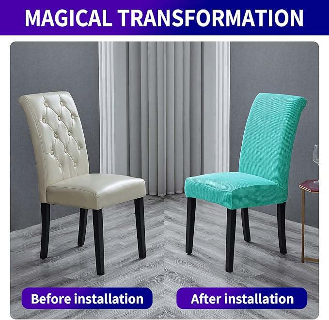 Howhic Stretch Chair Covers for Dining Room Set of 2, Removable Washable Dining Room Chair Covers, Dining Chair Slipcovers Seat Protector, Great for Home and Banquet Decoration (Turquoise, 2 Pack)