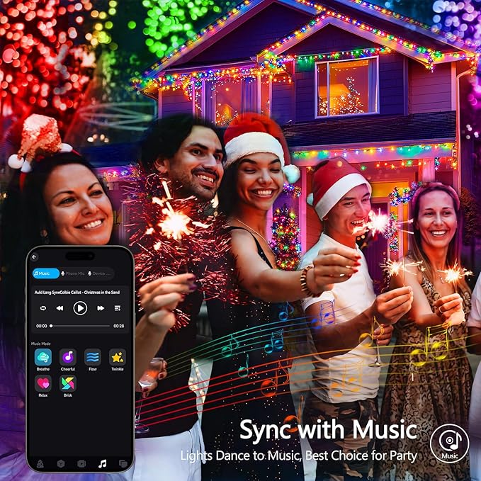 JMEXSUSS 100 LED RGB Christmas Tree Lights Indoor, 33ft Smart Color Changing Christmas Lights Outdoor with Remote & APP, Clear Wire Christmas Lights Plug in for Bedroom Tree Room Party Birthday