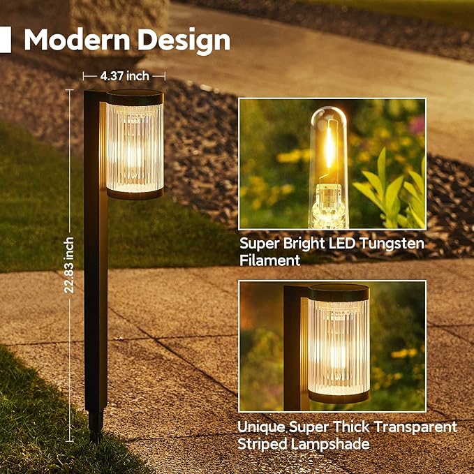 Solar Pathway Lights Outdoor, 4 Pack Upgraded Outdoor Solar Lights for Outside Super Bright Up to 12Hrs, IP65 Waterproof Solar Garden Lights for Yard Landscape Path Walkway Decoration