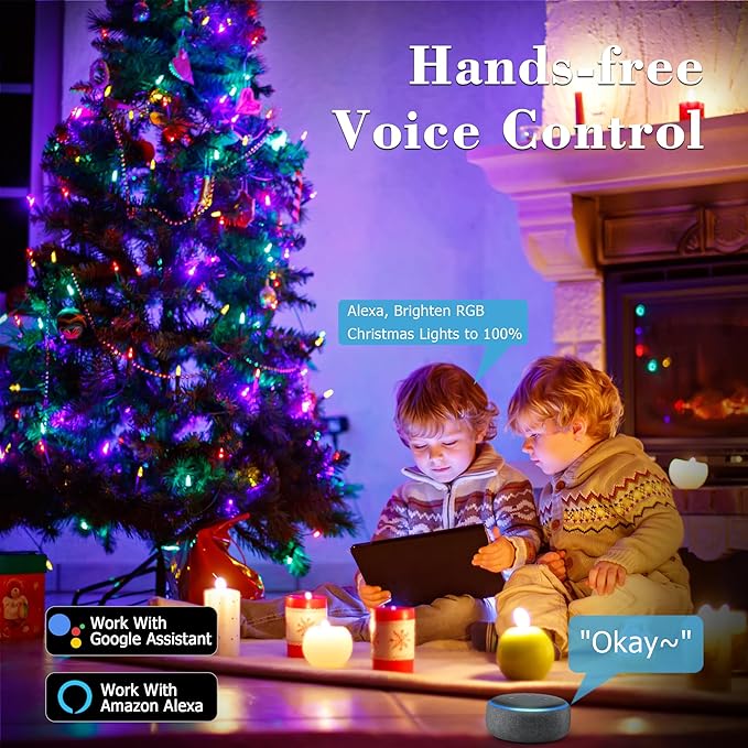 Brizled Smart Christmas Lights, 65ft 198 LED Color Changing Mini Lights, WiFi APP Controlled Xmas Tree Light, Dimmable Christmas Light Work with Alexa Google Home for Indoor Outdoor Year-Round Decor