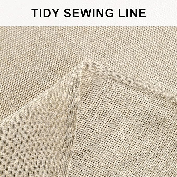 Hiasan Round Linen Tablecloth 90 Inch - Wrinkle and Stain Resistant Washable Polyester Fabric Table Cloth for Dining Room Kitchen Party, Beige