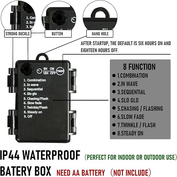 Dazzle Bright Purple and Orange Battery Operated 50 LED 16FT Waterproof Mini String Lights with 8 Modes - Indoor/Outdoor Halloween Decorations