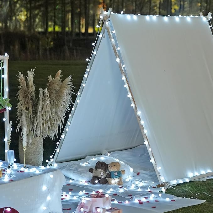 JMEXSUSS 100ft Globe String Lights Indoor Outdoor Waterproof, 200 LED White Christmas Fairy Lights Plug in with Remote, Connectable Hanging Lights for Bedroom Tent Camping Patio Wedding Garden Decor