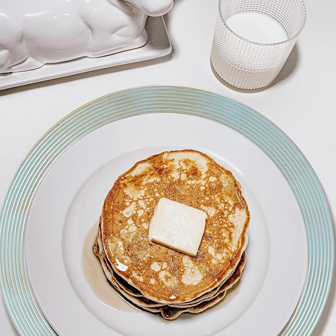 13" Round Charger Plates, 6 pack Ring Pattern Plastic Chargers for Dinner Plates, Vintage Charger Plate Set Bulk Wedding, Turquoise