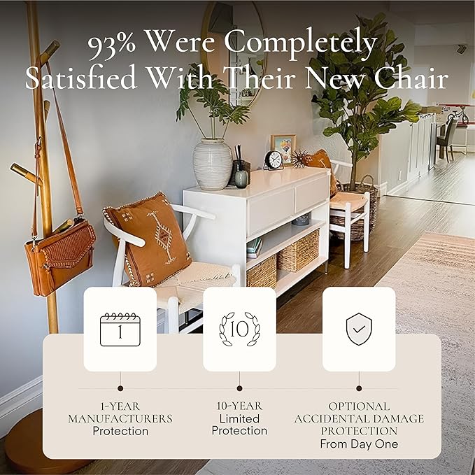 POLY & BARK Weave Dining Chair – Mid-Century Modern Wishbone Dining Chair with Arms, Solid Wood Frame, Indoor Use – White – Single - Ideal for Dining Room, Kitchen or Stylish Accent Setting