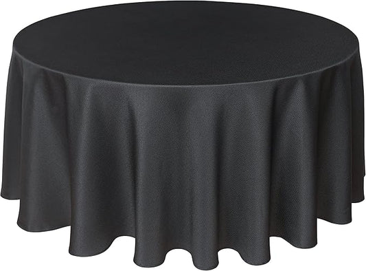 Biscaynebay Textured Fabric Round Tablecloths 90", Black Water Resistant Washable Table Cloths Circle Folding Table Covers Linen for Dining, Kitchen, Wedding & Parties, etc