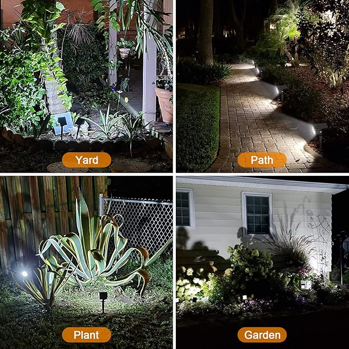 LANSOW Solar Spot Lights Outdoor, [8 Pack/57 LED] 2-in-1 Solar Landscape Spotlights, 3 Modes IP65 Waterproof Dusk to Dawn Solar Powered Flood Wall Lights for Outside Yard Garden Pathway(Cool White)
