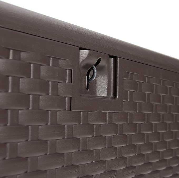 Amazon Basics Outdoor Patio Storage Box 150 Gallon Deck Box, Waterproof and Weather-resistant, Furniture Cushions Garden Tools, Brown