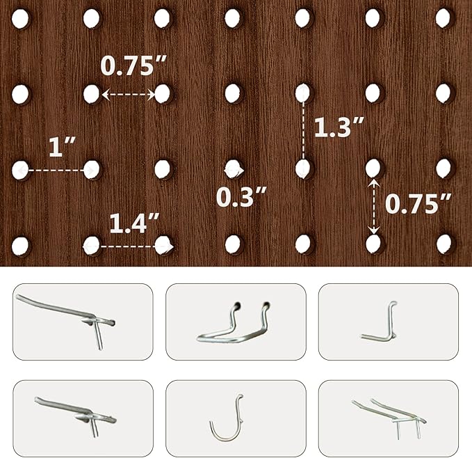 6 Panel Pegboard Room Divider, 5.6Ft Pegboard Display Folding Privacy Screens, Wood Room Divider Peg Board Display Freestanding for Trade Show Craft Show Home Wall Organizer, Brown