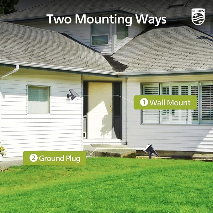 Philips 6 Packs Solar Spot Lights Outdoor Waterproof, 28 LED 7500K Solar Powered Landscape Pathway Lights, Dusk to Dawn Solar Spotlights for Garden, Yard, Lawn, Walkway, Driveway