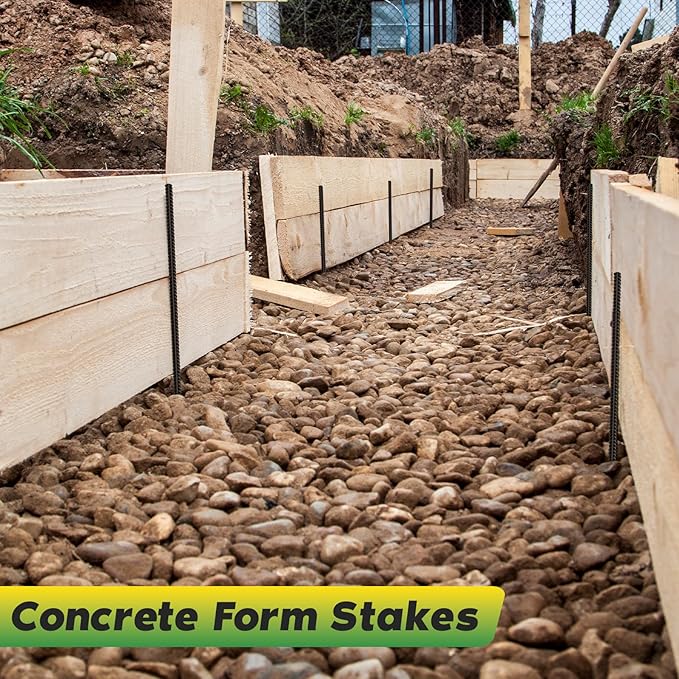 24 inches Straight Rebar Stakes 18-Pack Ground Stake Heavy Duty Metal Steel Spikes for Gardening, Concrete Forming and Camping Tent