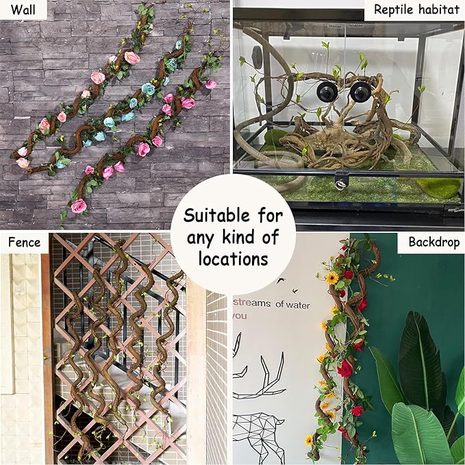 Bendable 63in Artificial Tree Twigs Cane Vine Branches Fake Plants Trunk Garland with Leaves for Home Wedding Garden Wall Hanging X'Mas Christmas Thanksgiving Day Decoration