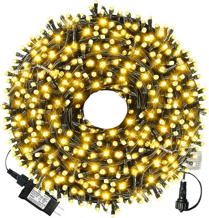 XTF2015 105ft 300 LED Christmas String Lights, End to End Plug 8 Modes Christmas Lights UL Certified Outdoor Indoor Fairy Light Christmas Tree, Patio, Garden, Party, Wedding, Holiday (Warm White)