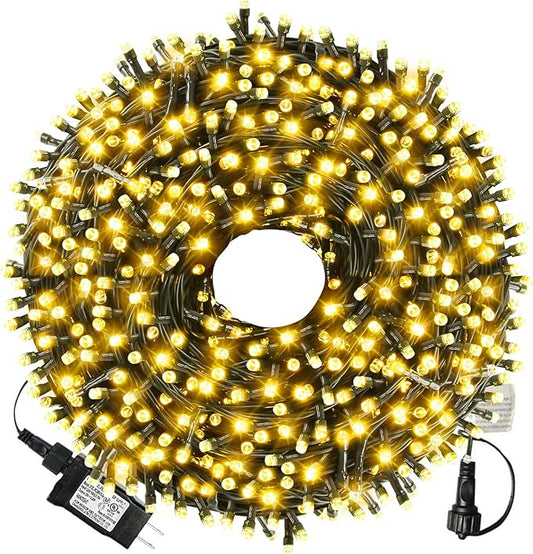 XTF2015 105ft 300 LED Christmas String Lights, End to End Plug 8 Modes Christmas Lights UL Certified Outdoor Indoor Fairy Light Christmas Tree, Patio, Garden, Party, Wedding, Holiday (Warm White)