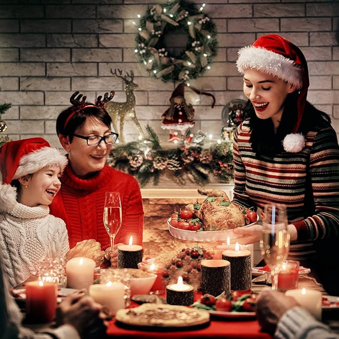 Set of 12 Wooden Tea Light Candle Holders, Personalized Natural Wooden Votive Vintage Tea Light Candle Holders for Rustic Centerpieces for Dining Table Wedding Party (2.36" W*1.65" H)