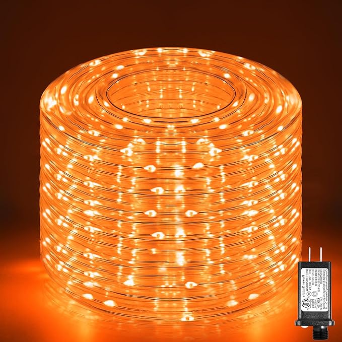 Orange Halloween Lights, 100FT 300 LED Rope Lights for Outside Waterproof with 8 Modes, Connectable String Lights for Indoor Patio, Trampoline, Garden, Pool, Tree, Holiday Decorations