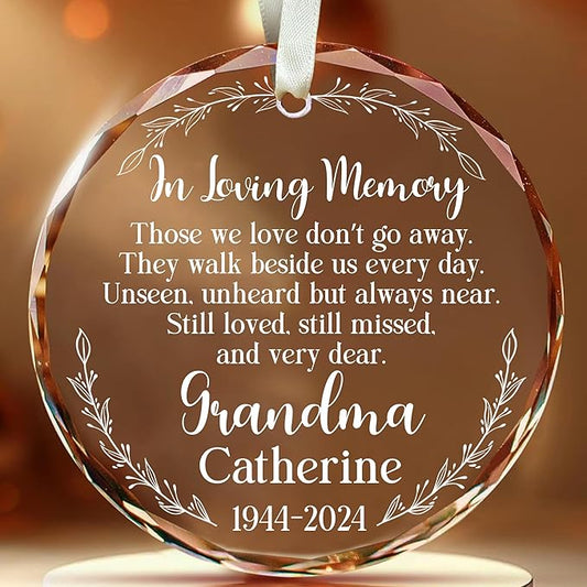 2025 Personalized Memorial Hanging Glass Ornament - in Loving Memory Christmas Ornament for Loss of Loved One - Custom Name & Year - Sympathy Keepsake Gift for Bereavement & Remembrance