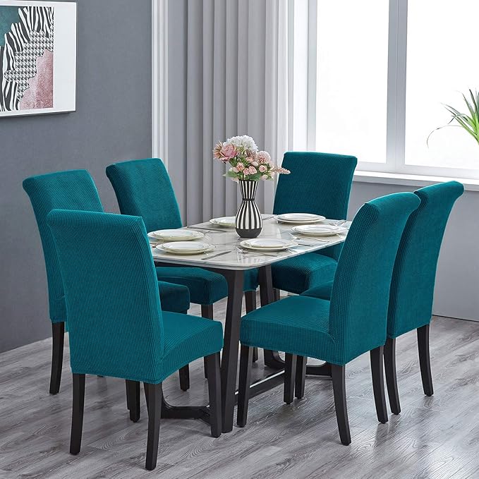 Howhic Stretch Chair Covers for Dining Room Set of 4, Removable Washable Dining Room Chair Covers, Dining Chair Slipcovers Seat Protector, Great for Home Decor and Banquet Upholstery (Teal, 4 Pack)