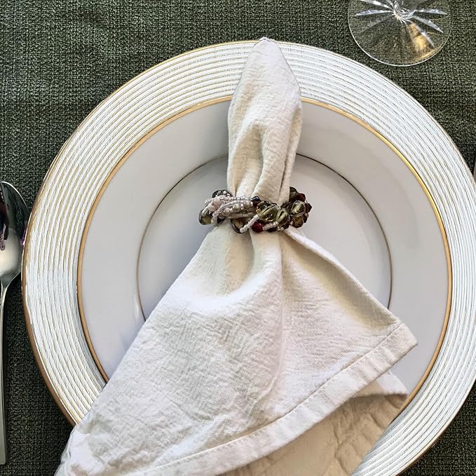 13" Round Charger Plates, 6 pack Ring Pattern Plastic Chargers for Dinner Plates, Vintage Charger Plate Set Bulk Wedding, White