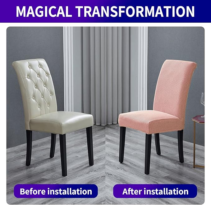 Howhic Stretch Chair Covers for Dining Room Set of 2, Removable Washable Dining Room Chair Covers, Dining Chair Slipcovers Seat Protector, Great for Home Decor and Banquet (Dusty Pink, 2 Pack)