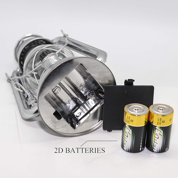 YAKii LED Vintage Metal Hanging Hurricane Lantern - 12 LED Dimmer Switch, Cold White Battery Operated for Power Outage Indoor Camping Outdoor Decoration (Silver Pack of 8)