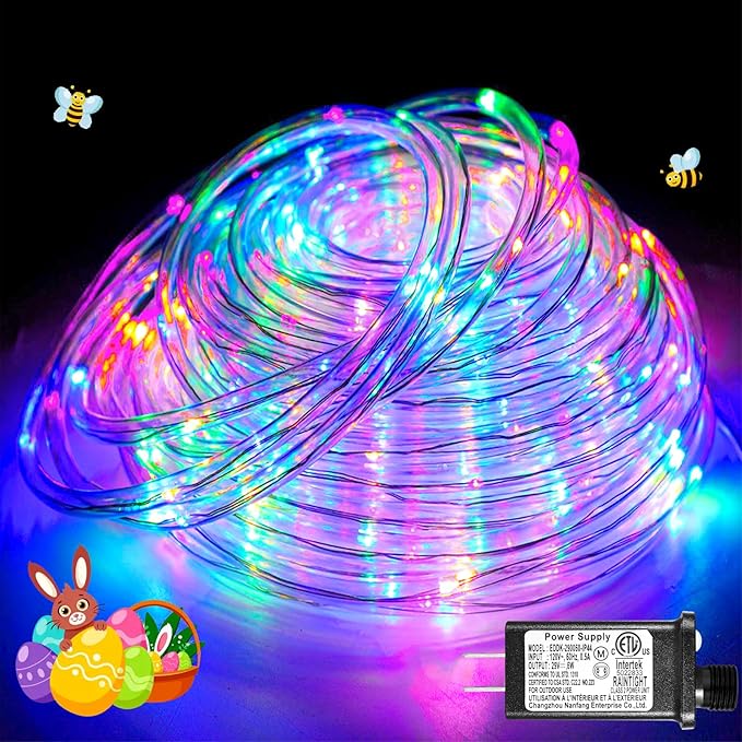 66FT 200 LED Rope Lights for Outside, Plug In Rope Lights Outdoor Waterproof with 8 Modes, Connectable Clear Tube Light for Indoor Bedroom Camping Garden House Party Decoration - Pastel Multicolor