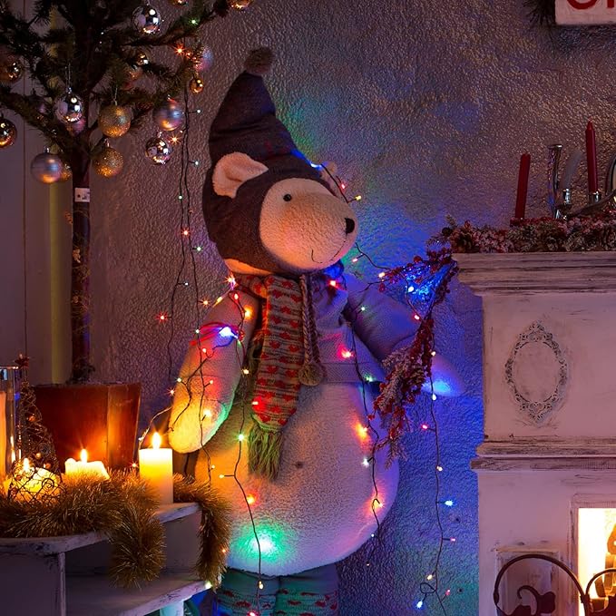 PEIDUO Christmas Lights with Music, Infrared Motion Sensor Controller with 6 Modes, Waterproof for Xmas Outdoor Garden Party Decor, Plug in, Multicolor Lights