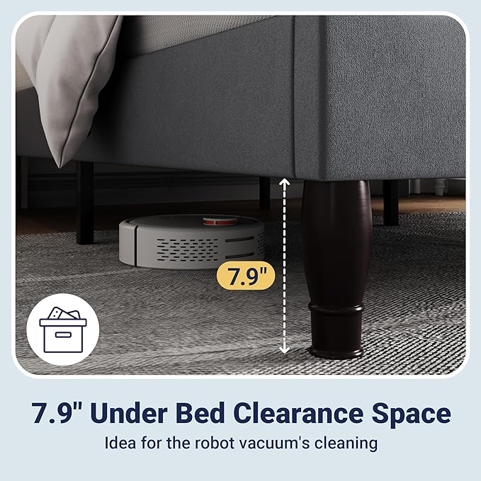 Allewie Full Size Bed Frame with Adjustable Velvet Tiara Headboard, Upholstered Diamond Button Tufted Platform Bed, Wood Slats Support, No Box Spring Needed, Light Grey