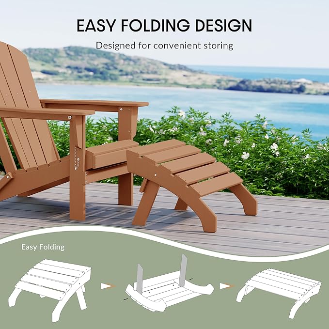 WestinTrends Dylan Outdoor Patio HDPE Adirondack Ottoman Footrest, Teak