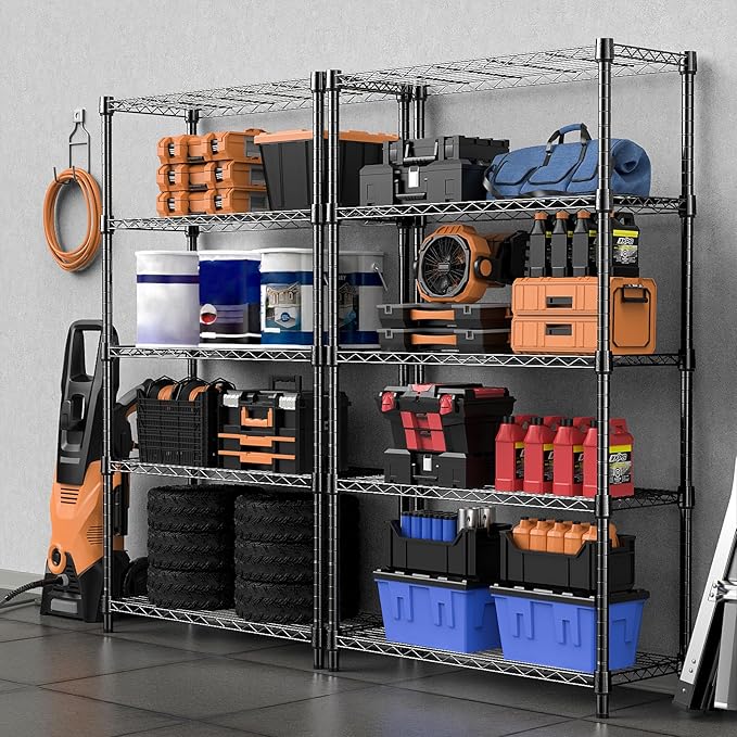 1250 lbs Storage Shelving Utility Shelving Unit 5-Tier Utility Shelving Unit Steel Organizer Wire Rack for Home,Kitchen,Office (13.7" D x 23.6" W x 62.4" H)