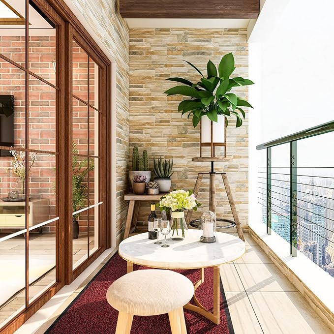 Mibao Front Door Mat, Dirt Trapper Welcome Mat for Outdoor Indoor, Non-Slip Waterproof Doormat, Durable Machine Washable Low Profile Entry Rug for Back Door Outside Patio Porch, 72" x 24", Red